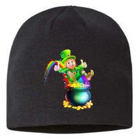 Rainbow Leprechaun Sliding Into A Pot Of  Gold Sustainable Beanie