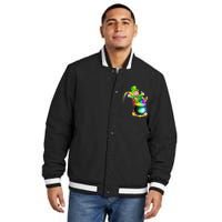 Rainbow Leprechaun Sliding Into A Pot Of  Gold Insulated Varsity Jacket