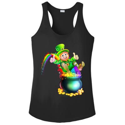 Rainbow Leprechaun Sliding Into A Pot Of  Gold Ladies PosiCharge Competitor Racerback Tank
