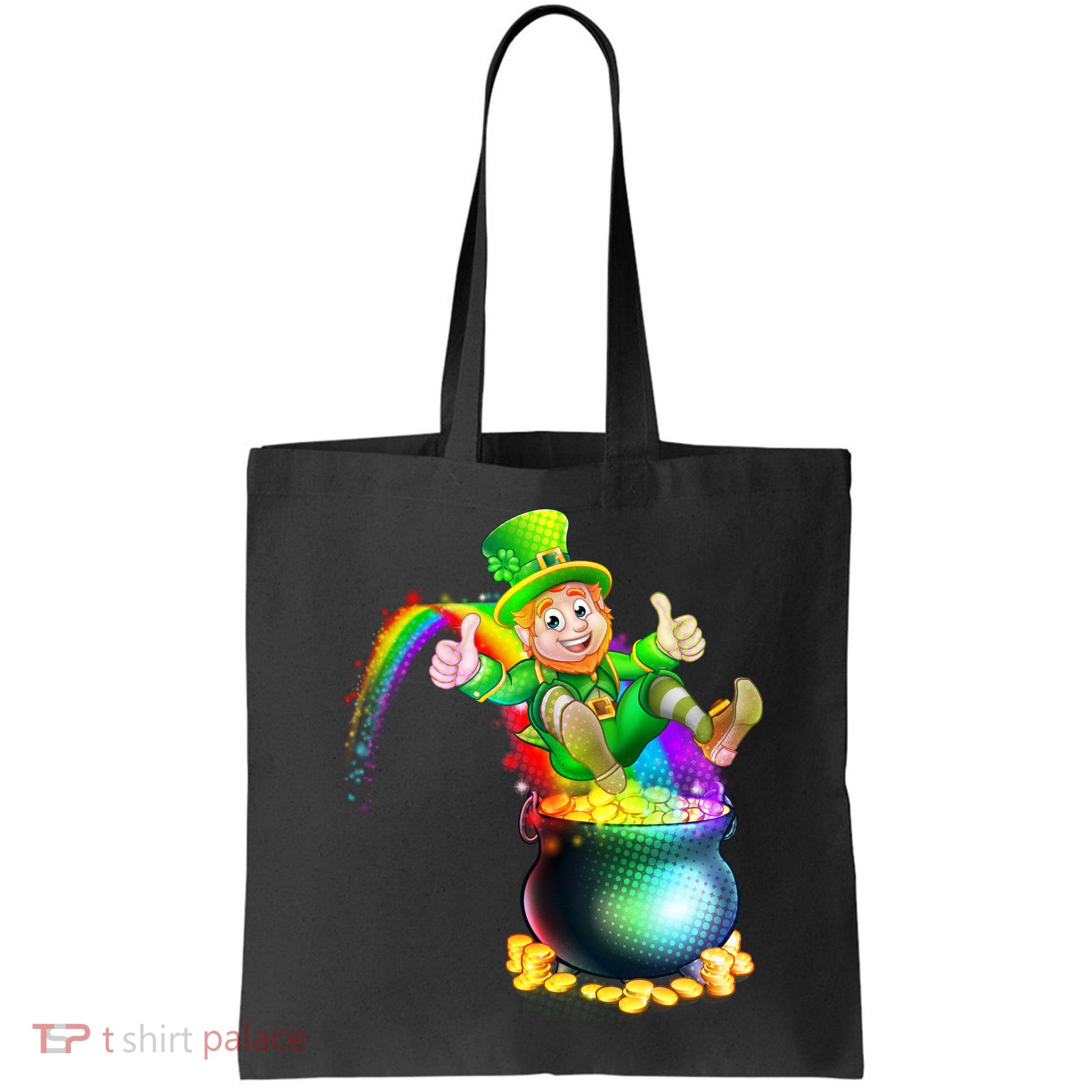 Rainbow Leprechaun Sliding Into A Pot Of  Gold Bag