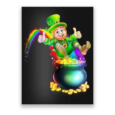 Rainbow Leprechaun Sliding Into A Pot Of  Gold Poster