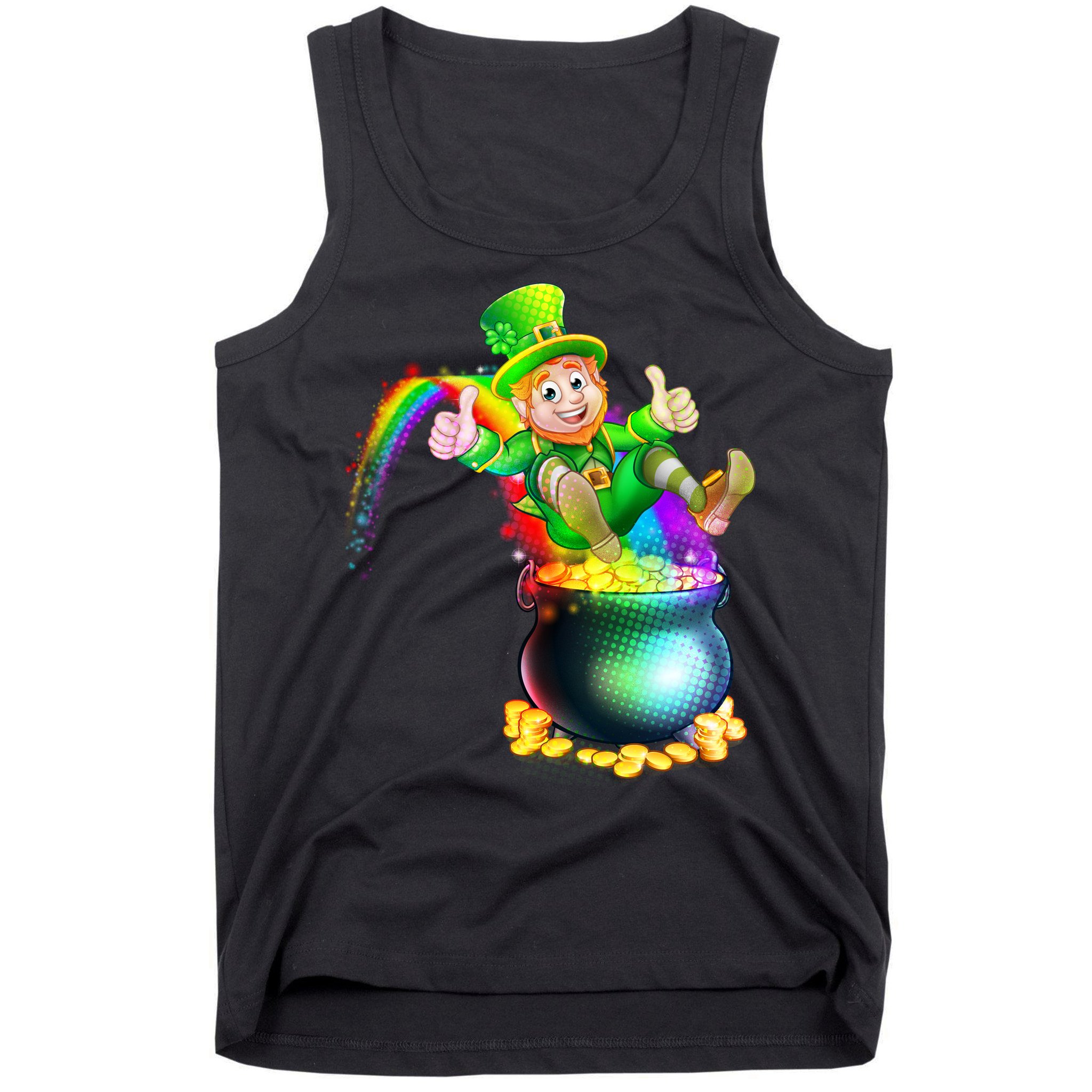 Rainbow Leprechaun Sliding Into A Pot Of  Gold Tank Top