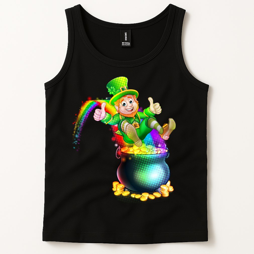 Rainbow Leprechaun Sliding Into A Pot Of  Gold Tank Top