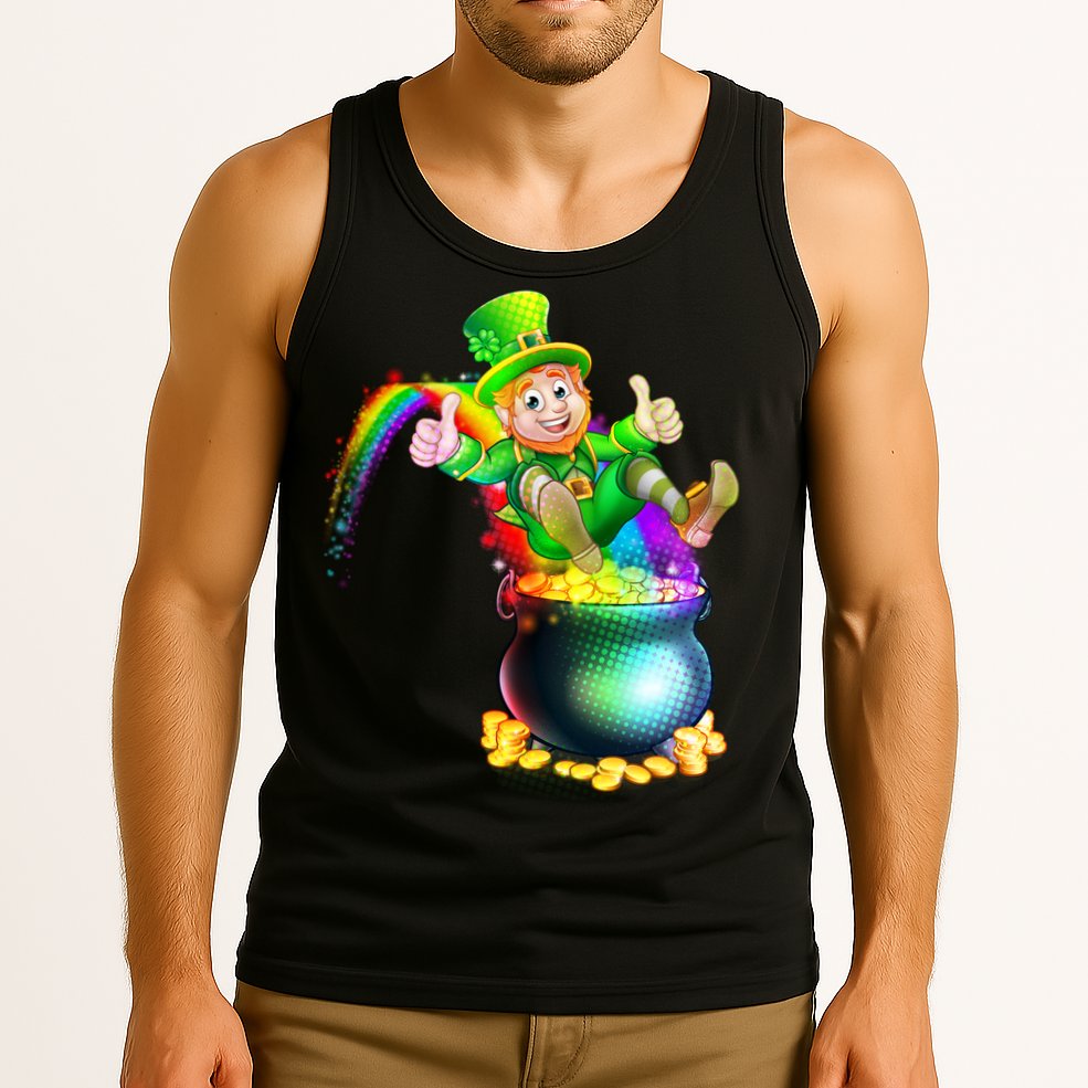 Rainbow Leprechaun Sliding Into A Pot Of  Gold Tank Top