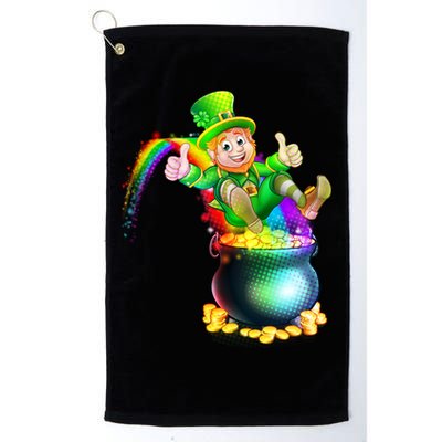 Rainbow Leprechaun Sliding Into A Pot Of  Gold Golf Towel