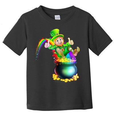 Rainbow Leprechaun Sliding Into A Pot Of  Gold Toddler T-Shirt