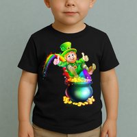 Rainbow Leprechaun Sliding Into A Pot Of  Gold Toddler T-Shirt