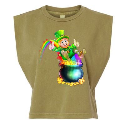 Rainbow Leprechaun Sliding Into A Pot Of  Gold Garment-Dyed Women's Muscle Tee