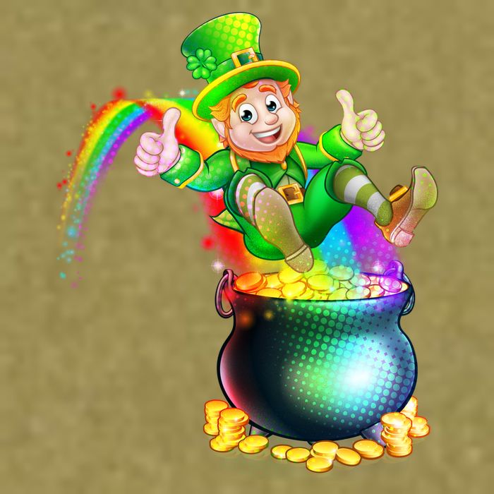 Rainbow Leprechaun Sliding Into A Pot Of  Gold Garment-Dyed Women's Muscle Tee