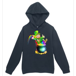 Rainbow Leprechaun Sliding Into A Pot Of  Gold Urban Pullover Hoodie