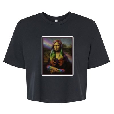 Rainbow Mona Lisa Art Painting Bella+Canvas Jersey Crop Tee