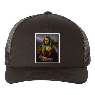 Rainbow Mona Lisa Art Painting Yupoong Adult 5-Panel Trucker Hat