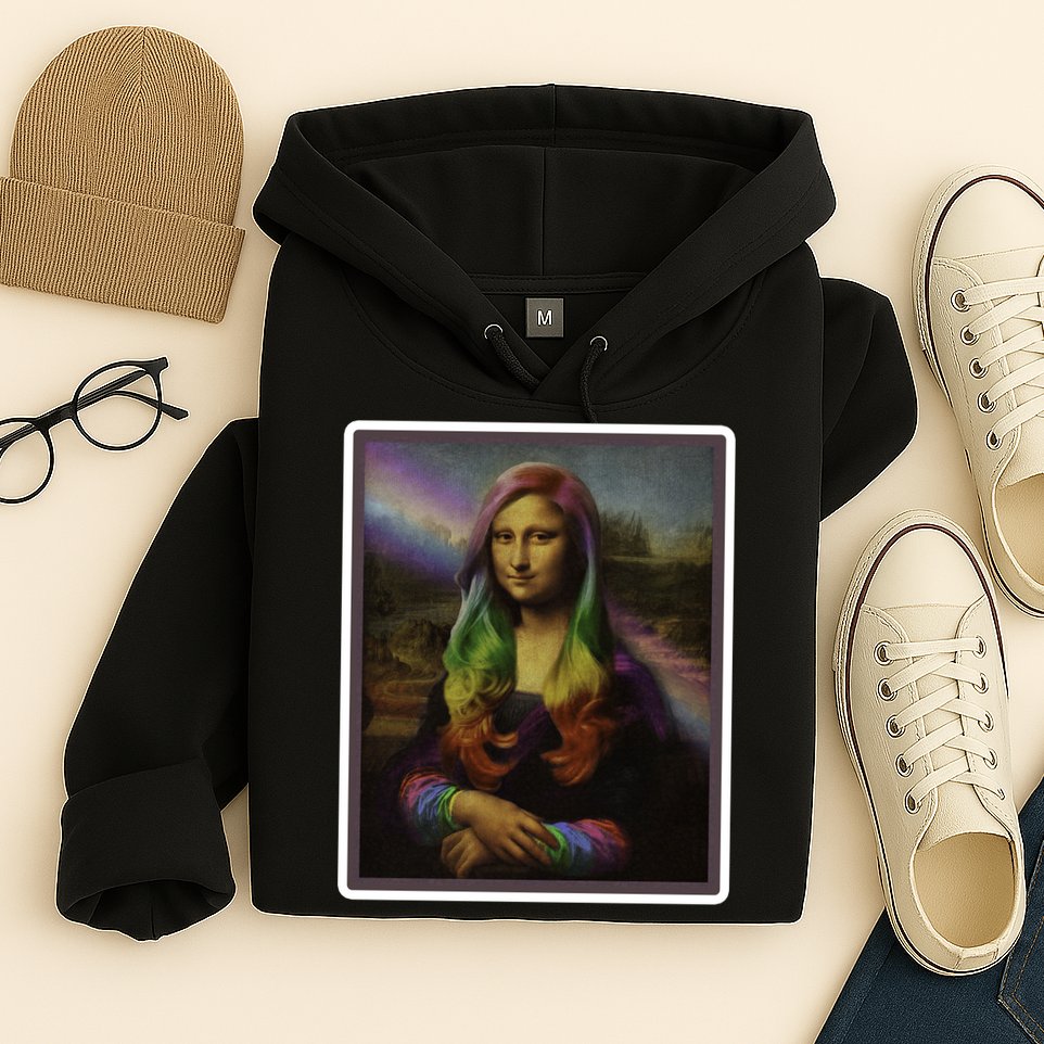 Rainbow Mona Lisa Art Painting Hoodie