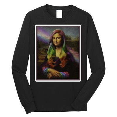 Rainbow Mona Lisa Art Painting Long Sleeve Shirt