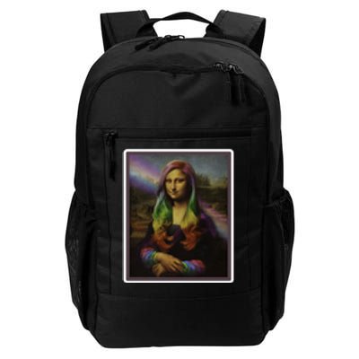 Rainbow Mona Lisa Art Painting Daily Commute Backpack