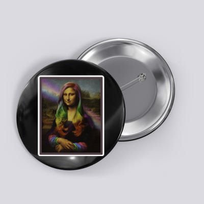 Rainbow Mona Lisa Art Painting Button