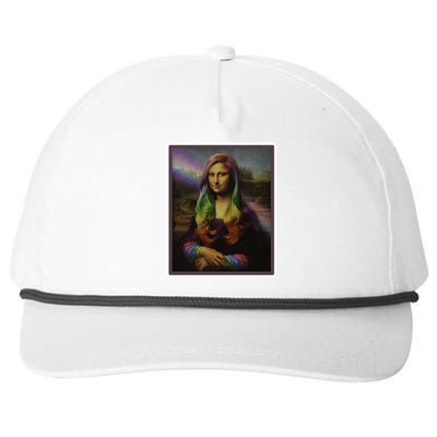 Rainbow Mona Lisa Art Painting Snapback Five-Panel Rope Hat