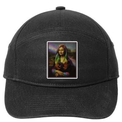 Rainbow Mona Lisa Art Painting 7-Panel Snapback Hat