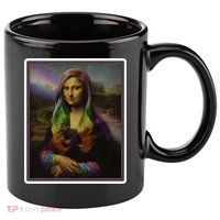 Rainbow Mona Lisa Art Painting 11oz C Handle Ceramic Mug