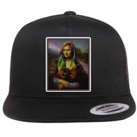 Rainbow Mona Lisa Art Painting Flat Bill Trucker Hat