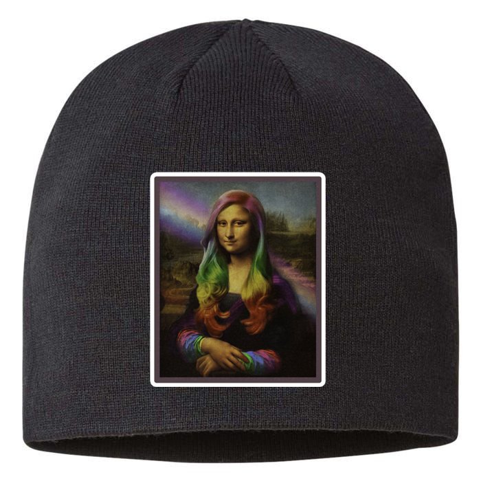 Rainbow Mona Lisa Art Painting Sustainable Beanie