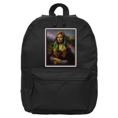 Rainbow Mona Lisa Art Painting 16 in Basic Backpack