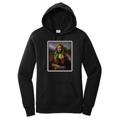 Rainbow Mona Lisa Art Painting Women's Pullover Hoodie