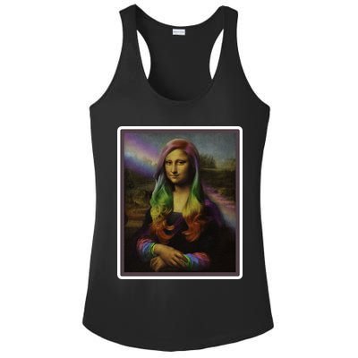 Rainbow Mona Lisa Art Painting Ladies PosiCharge Competitor Racerback Tank