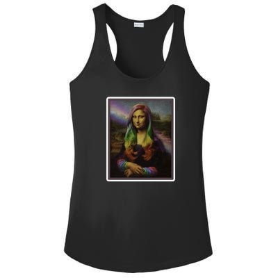 Rainbow Mona Lisa Art Painting Ladies PosiCharge Competitor Racerback Tank