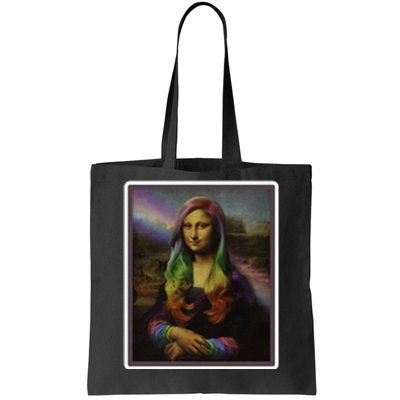 Rainbow Mona Lisa Art Painting Tote Bag