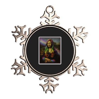 Rainbow Mona Lisa Art Painting Metallic Star Ornament