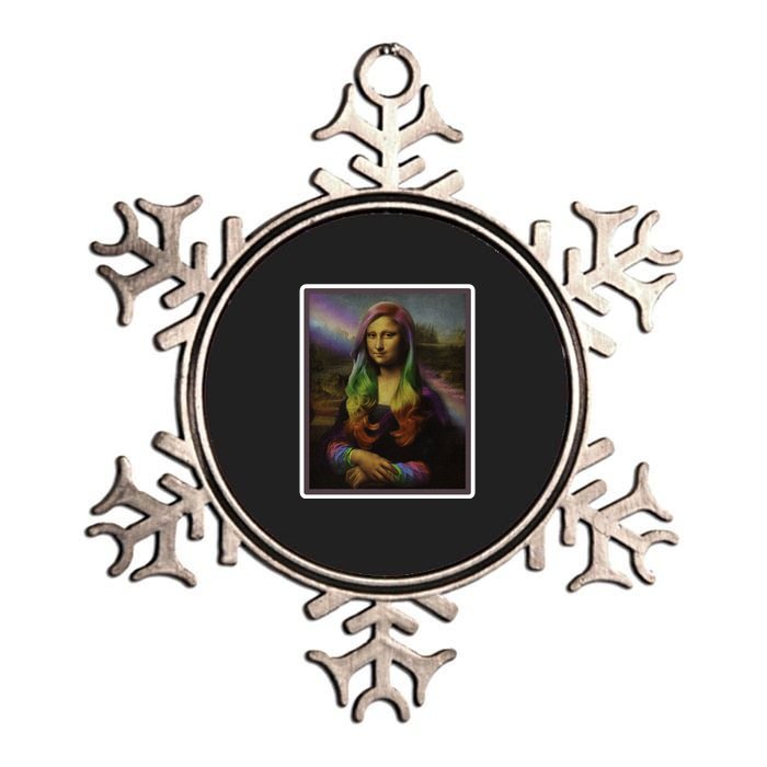 Rainbow Mona Lisa Art Painting Metallic Star Ornament