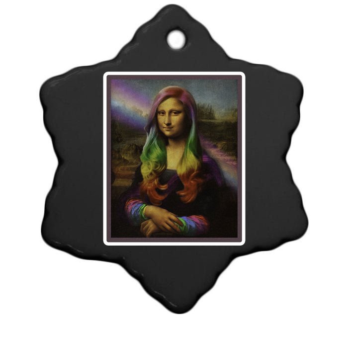 Rainbow Mona Lisa Art Painting Ceramic Star Ornament