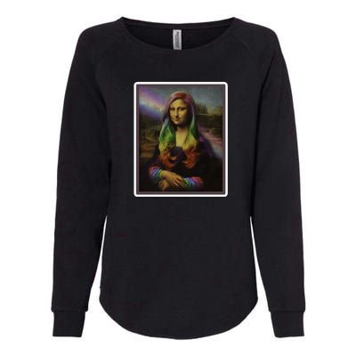 Rainbow Mona Lisa Art Painting Womens California Wash Sweatshirt