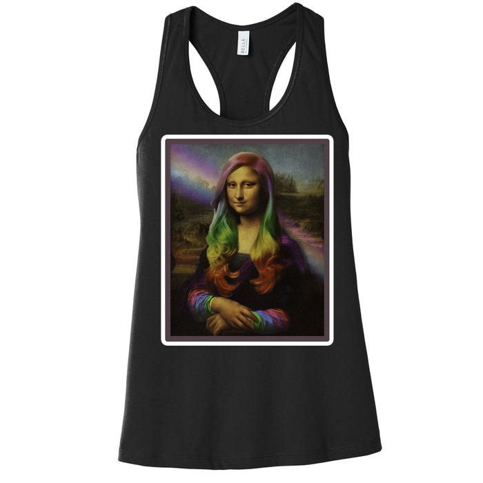 Rainbow Mona Lisa Art Painting Women's Racerback Tank