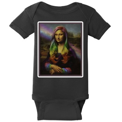 Rainbow Mona Lisa Art Painting Baby Bodysuit