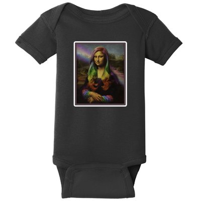 Rainbow Mona Lisa Art Painting Baby Bodysuit