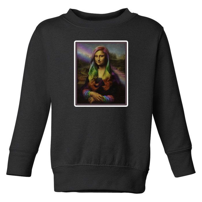 Rainbow Mona Lisa Art Painting Toddler Sweatshirt