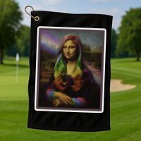 Rainbow Mona Lisa Art Painting Golf Towel