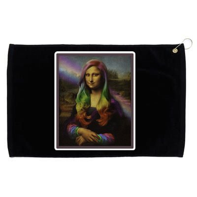 Rainbow Mona Lisa Art Painting Grommeted Golf Towel