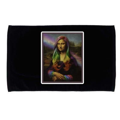 Rainbow Mona Lisa Art Painting Microfiber Hand Towel