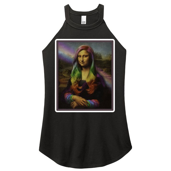 Rainbow Mona Lisa Art Painting Women's Perfect Tri Rocker Tank
