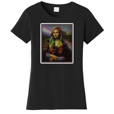 Rainbow Mona Lisa Art Painting Women's T-Shirt