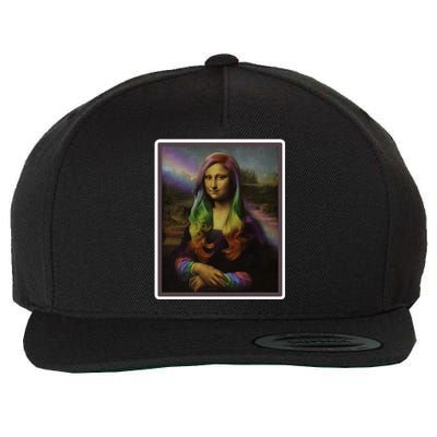 Rainbow Mona Lisa Art Painting Wool Snapback Cap