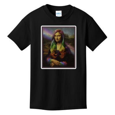 Rainbow Mona Lisa Art Painting Kids T-Shirt