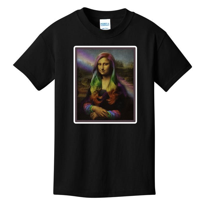 Rainbow Mona Lisa Art Painting Kids T-Shirt