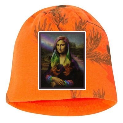 Rainbow Mona Lisa Art Painting Kati - Camo Knit Beanie