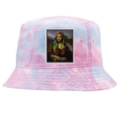 Rainbow Mona Lisa Art Painting Tie-Dyed Bucket Hat