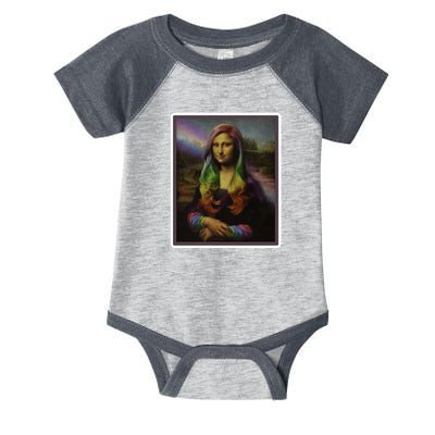 Rainbow Mona Lisa Art Painting Infant Baby Jersey Bodysuit