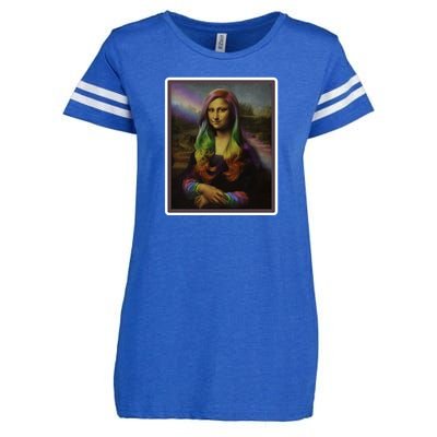 Rainbow Mona Lisa Art Painting Enza Ladies Jersey Football T-Shirt